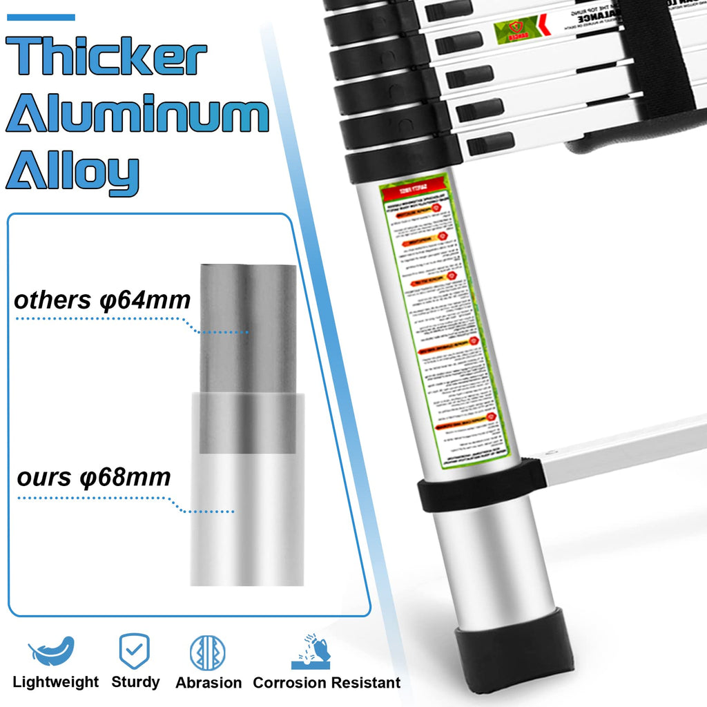 10.5 ft Aluminum Telescopic Ladder with Non-Slip Feet Q1830