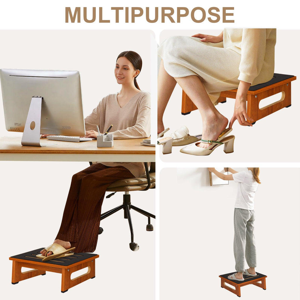 Brown Bed Step Stool with Handles K216706