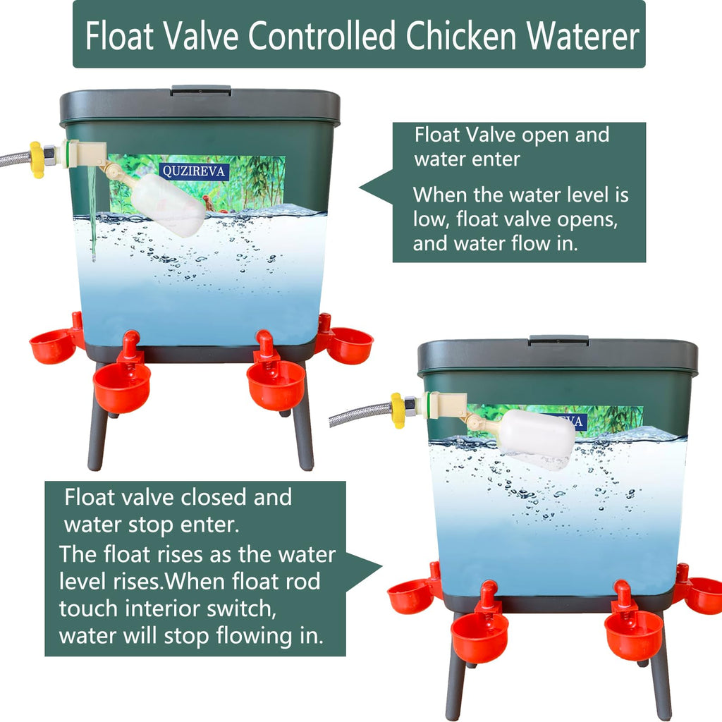 4 Gallon Automatic Float Controlled Poultry Waterer with Hose and Cups G816