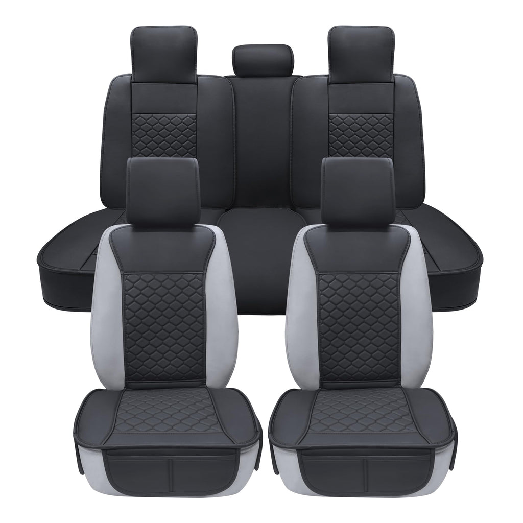 Leather Waterproof Car Seat Cover Full Set Black U84272