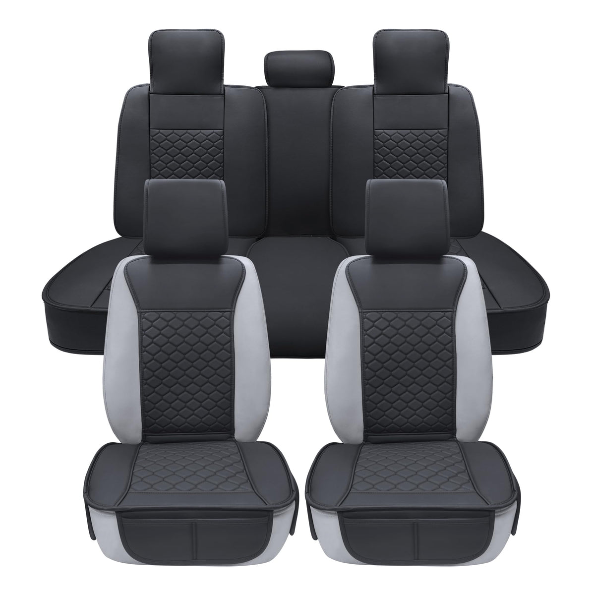 Leather Waterproof Car Seat Cover Full Set Black U84272