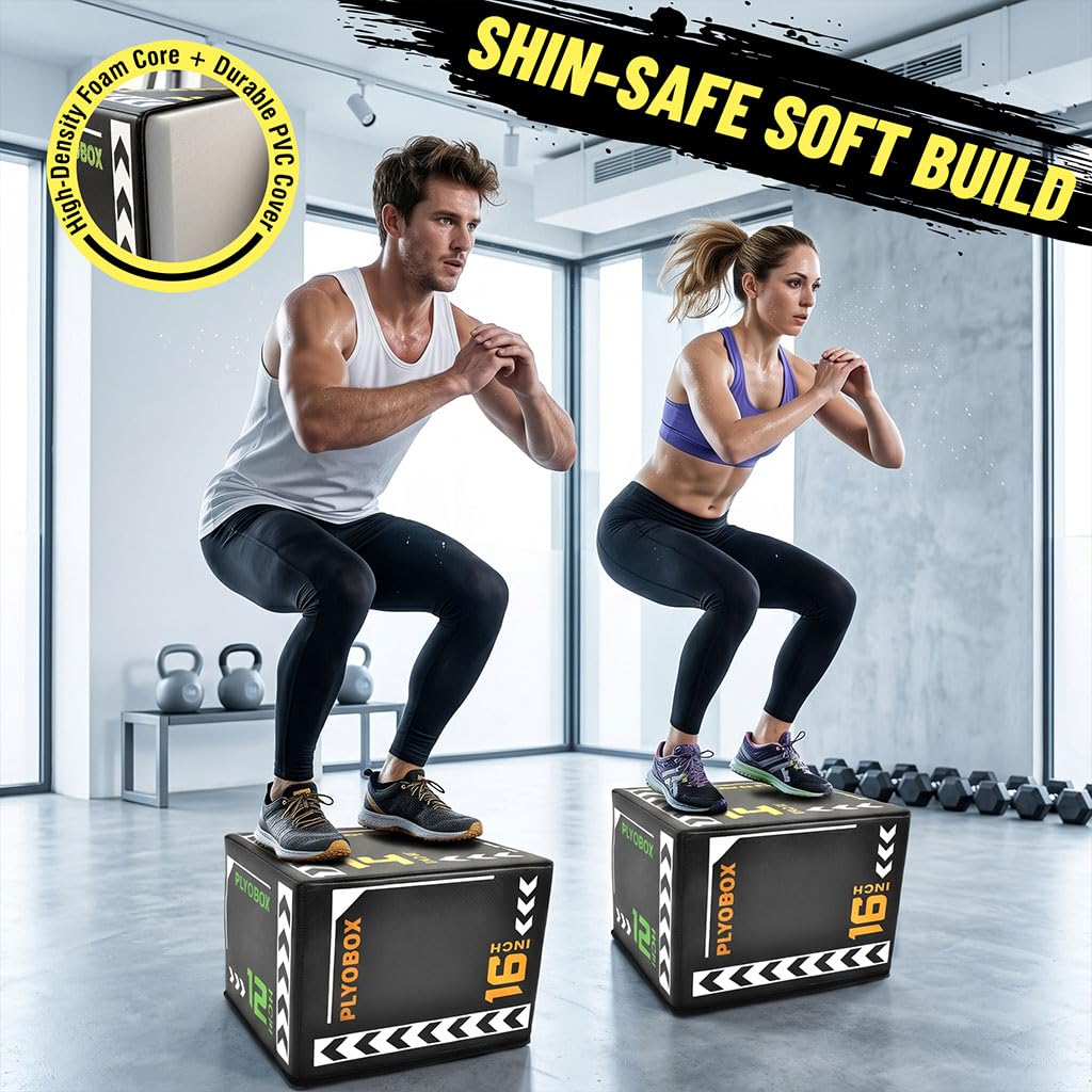 14 Inch Foam Plyo Box, 3-in-1 Jump Platform with Non-Slip Cover R64757