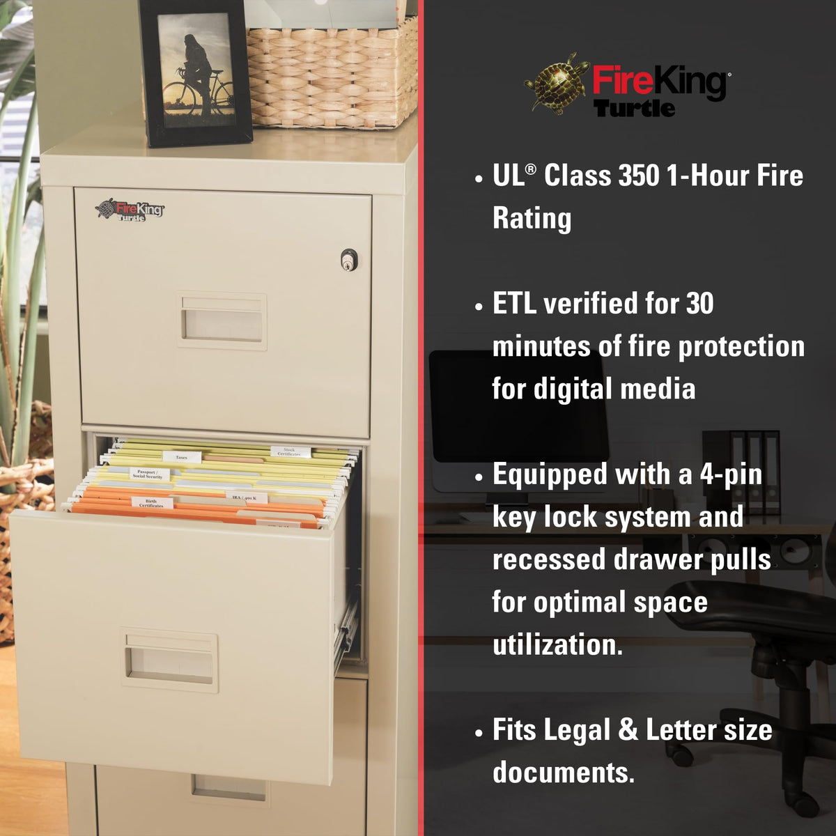 Black 4 Drawer Fire Rated File Cabinet A531815