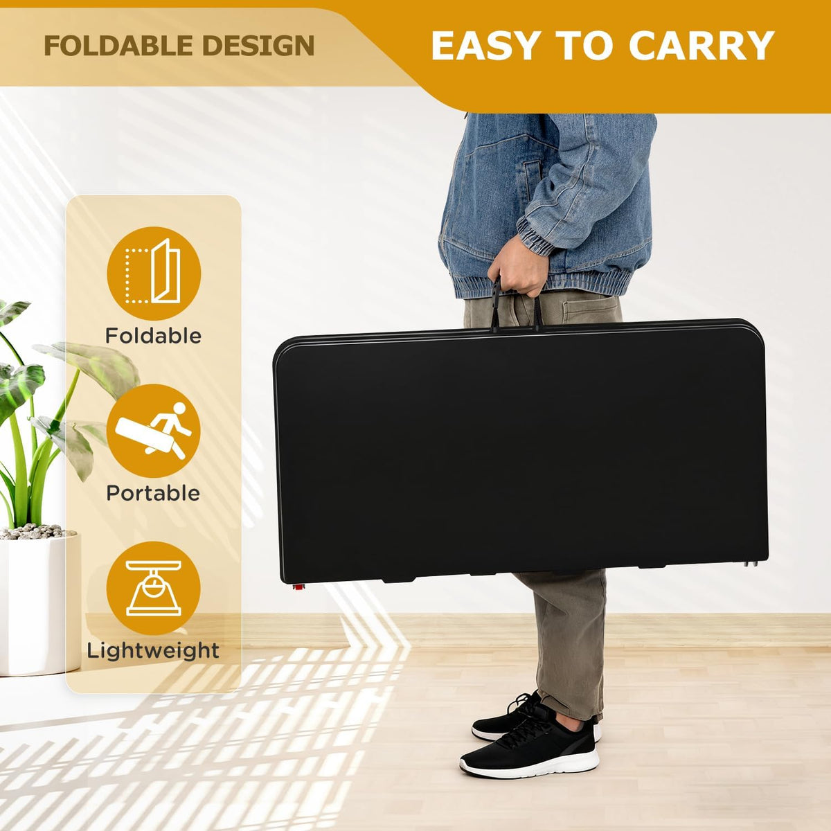 34" Black Folding Card Table B728803