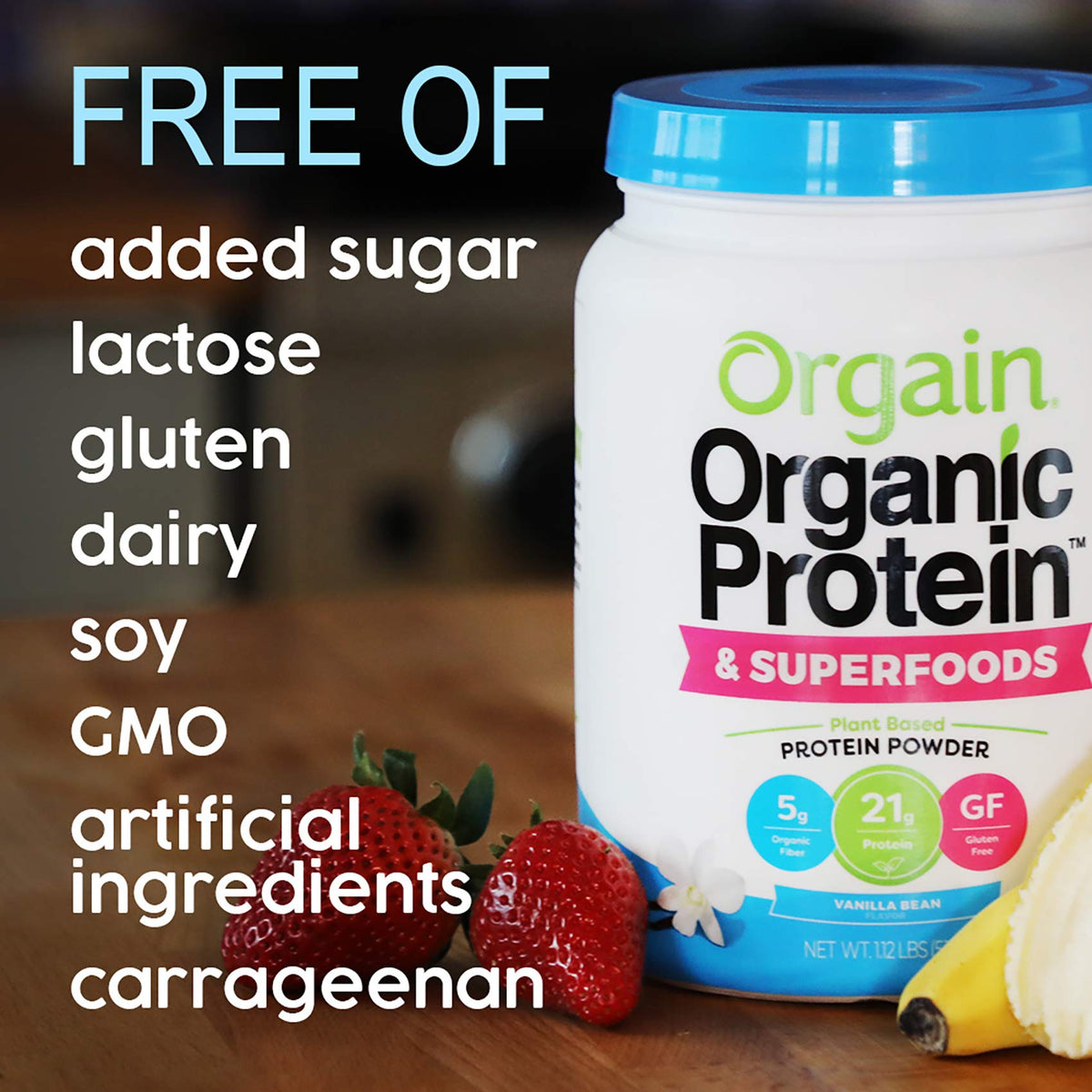 Organic Vegan Protein Powder + Greens, Creamy Chocolate Fudge, Vanilla Bean R557
