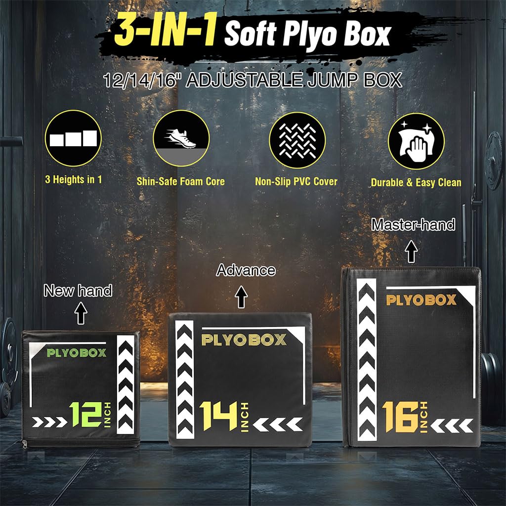14 Inch Foam Plyo Box, 3-in-1 Jump Platform with Non-Slip Cover R64757