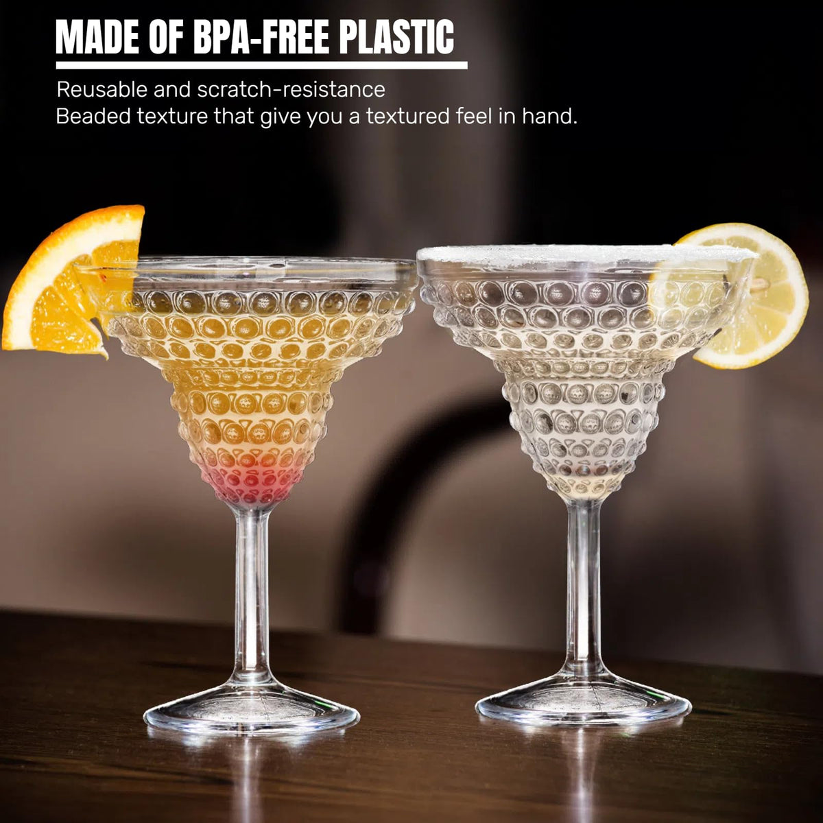 6 Pack 11oz Plastic Stemmed Margarita Glasses V271893