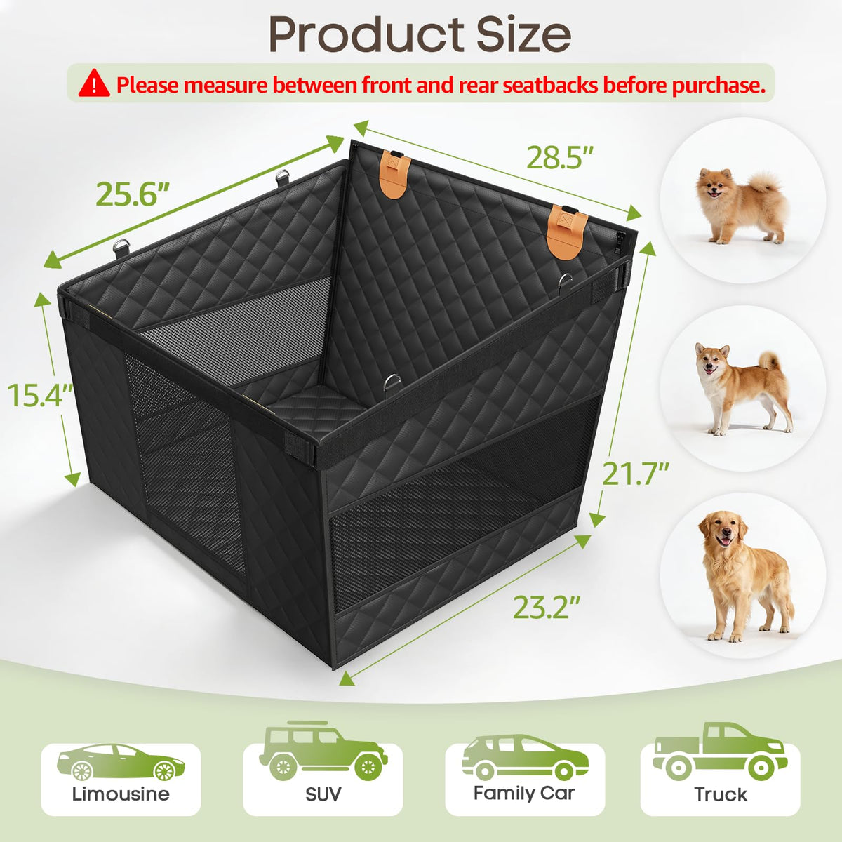 Dog Car Seat with Hard Bottom T828