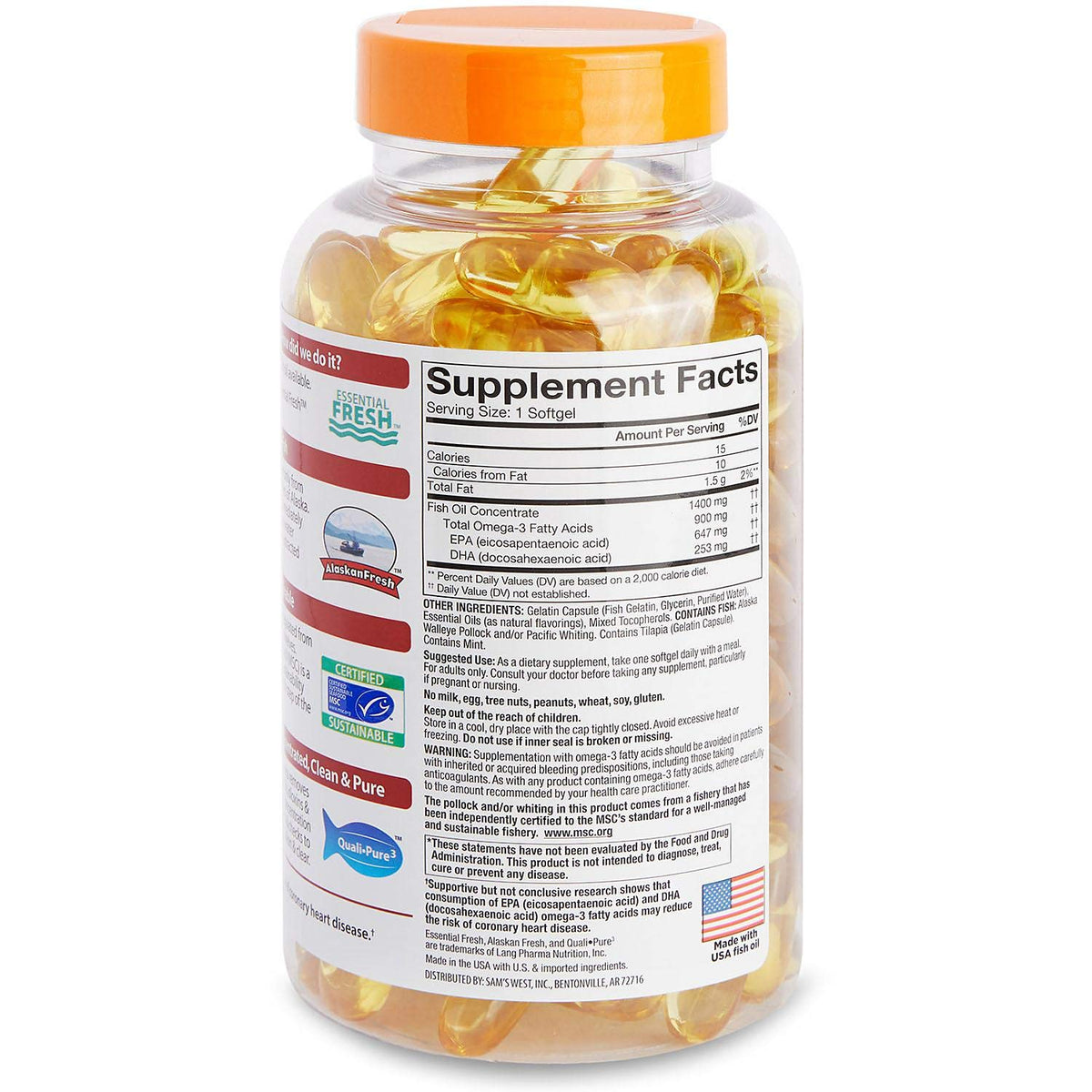 Omega 3 Fish Oil 1400 mg 150 Softgels J227398