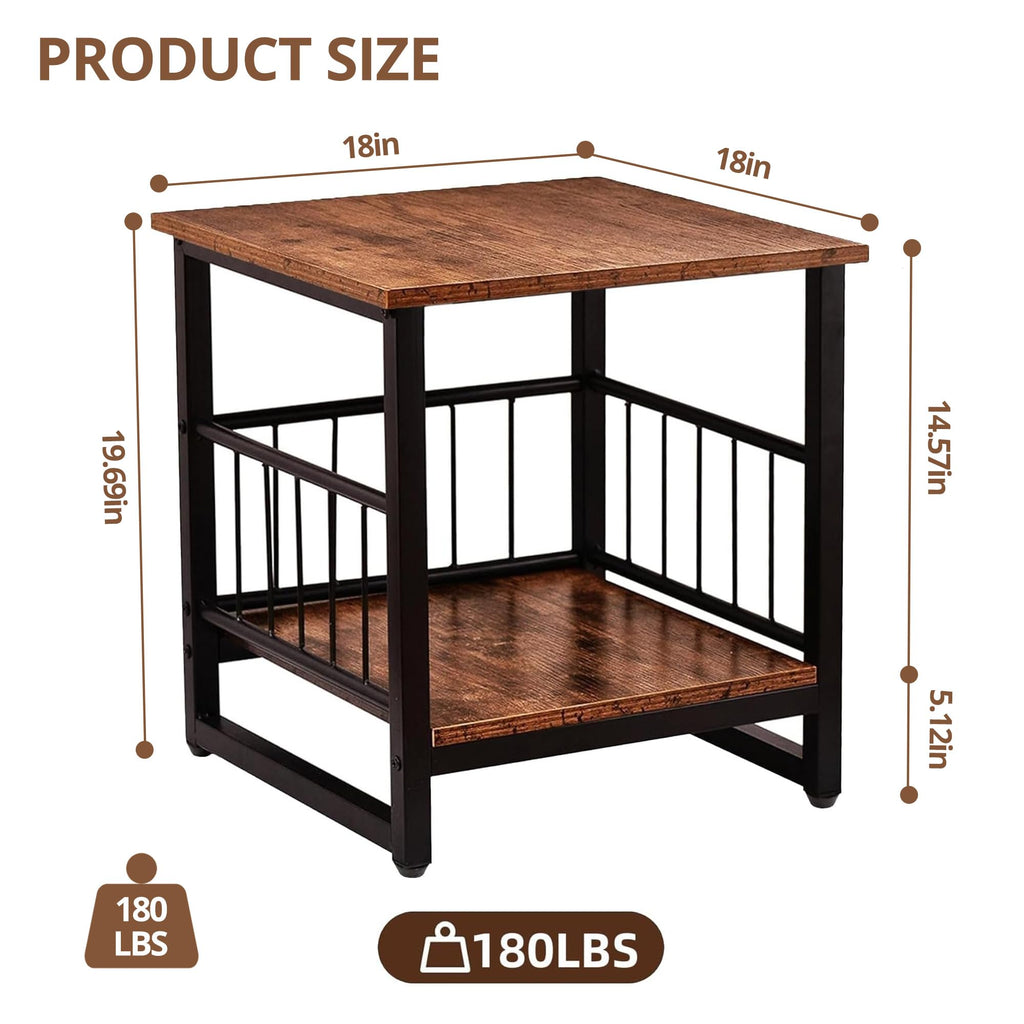 18” Square Side Table with Open Storage Shelf N581497