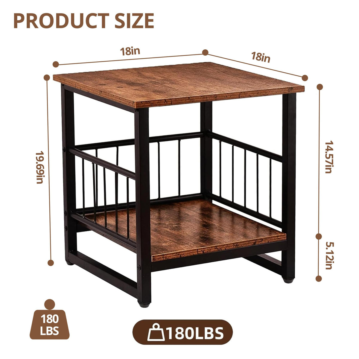 18” Square Side Table with Open Storage Shelf N581497