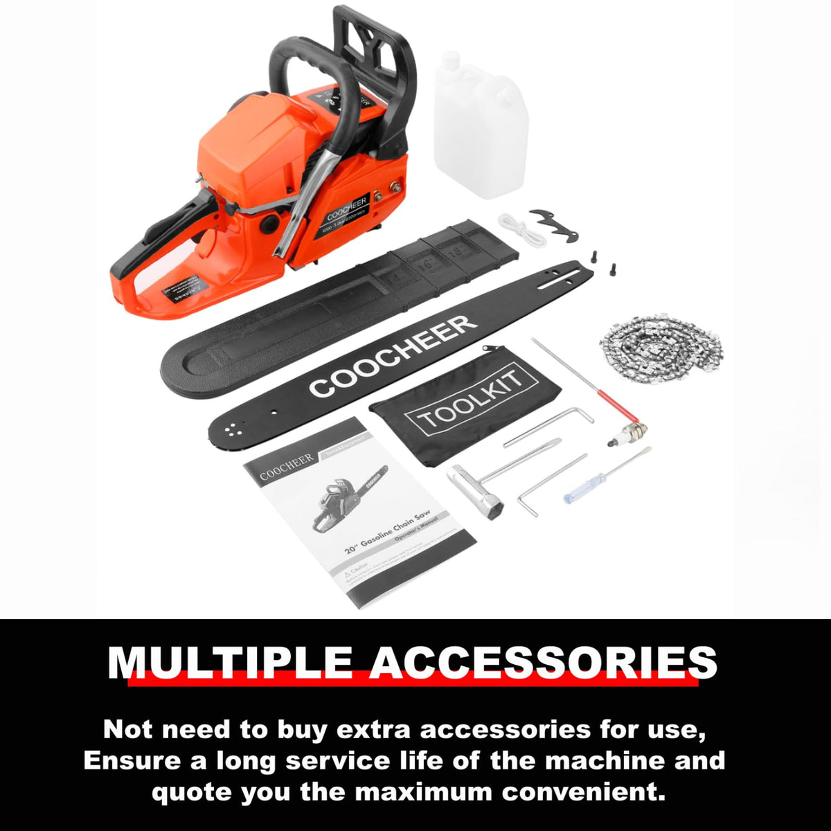 62CC 20 Inch 2-Cycle Gas Chainsaw with Carrying Bag L8213