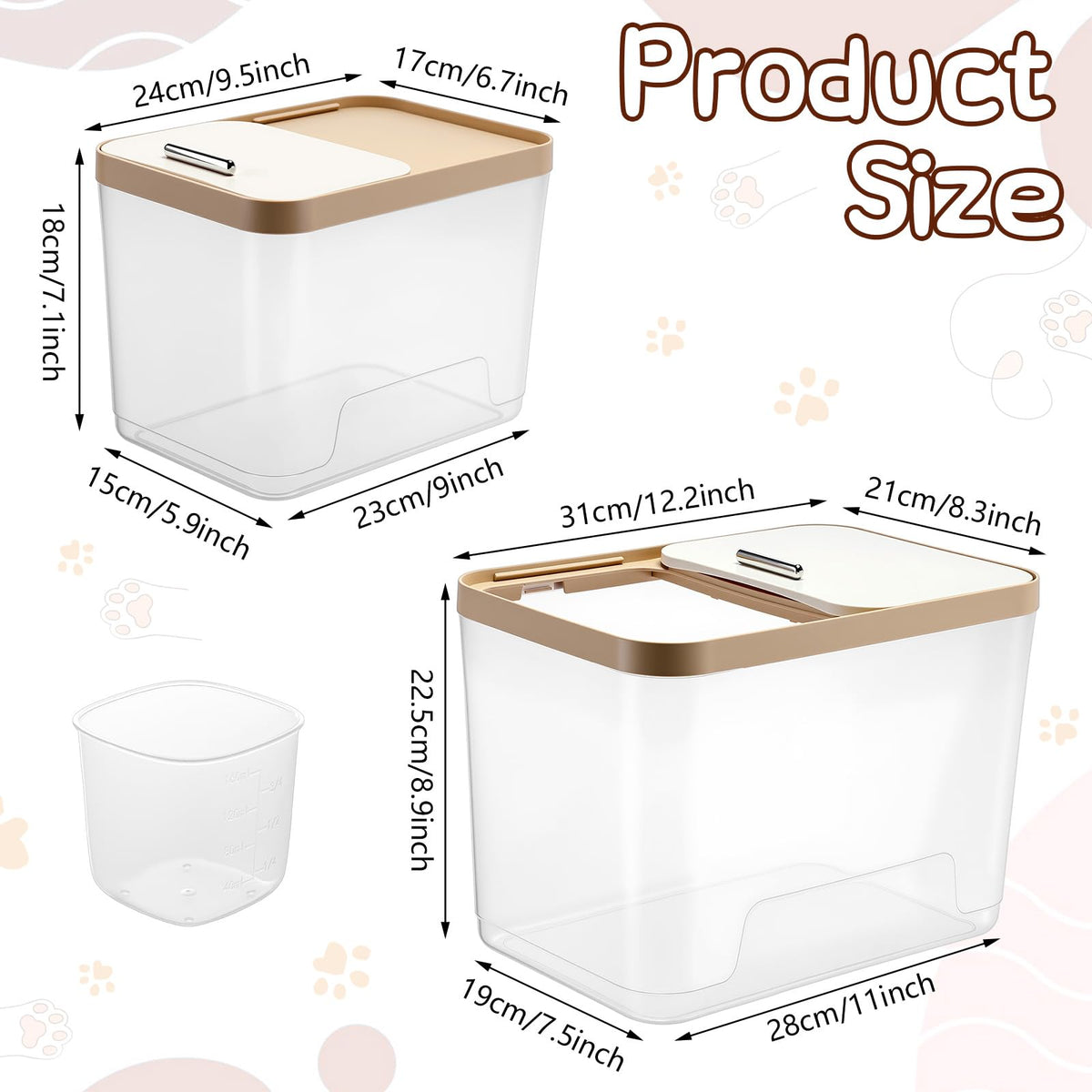 4 Pcs Clear Dog Food Storage Containers L789