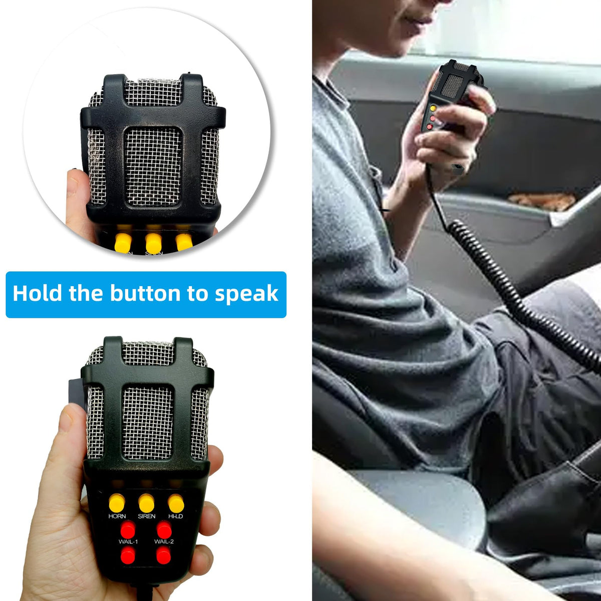 12V 100W 7 Tone Car Siren Horn Speaker with Microphone V282