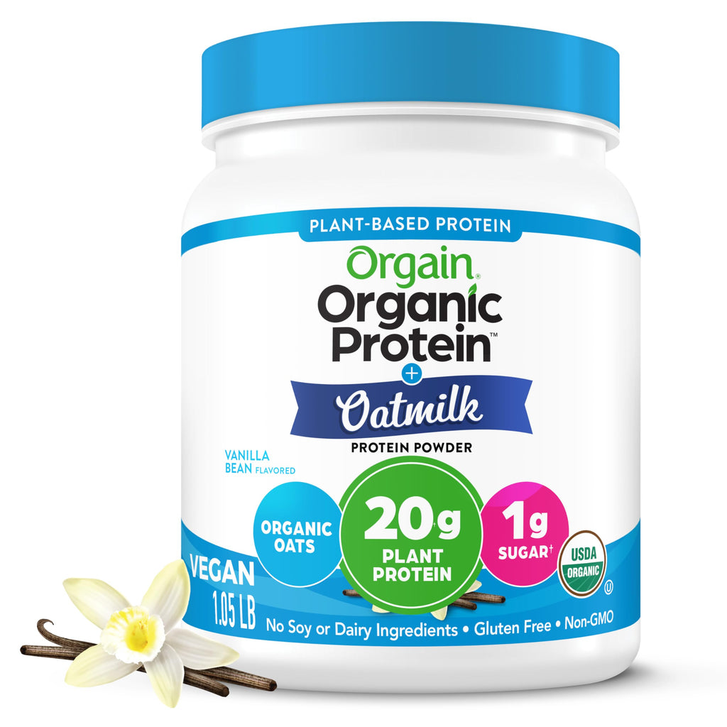 Organic Vegan Protein Powder + Oat Milk, Vanilla Bean, 20g Plant Based Protein, 1.05lb Z96412