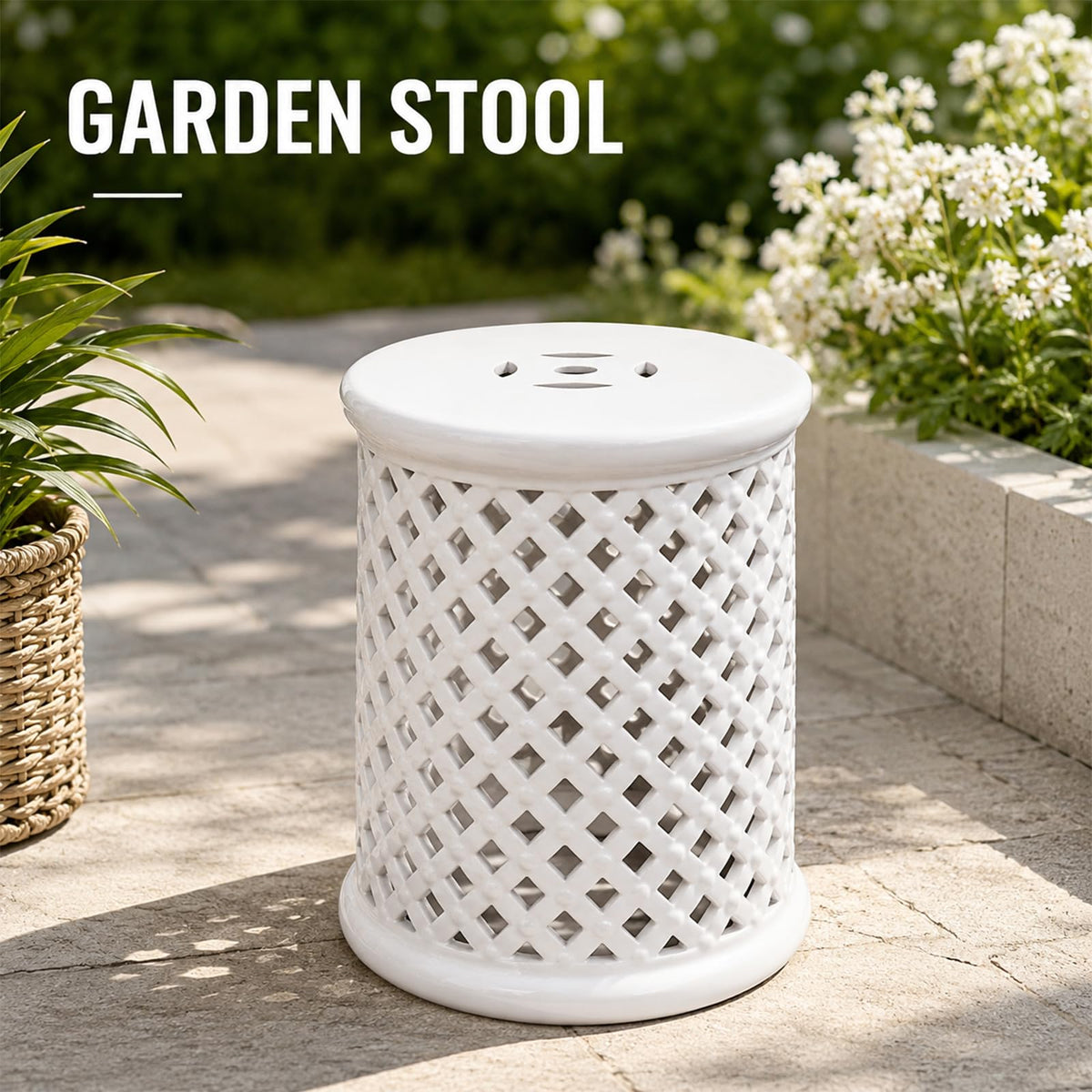 Glazed Ceramic Garden Stool V31716