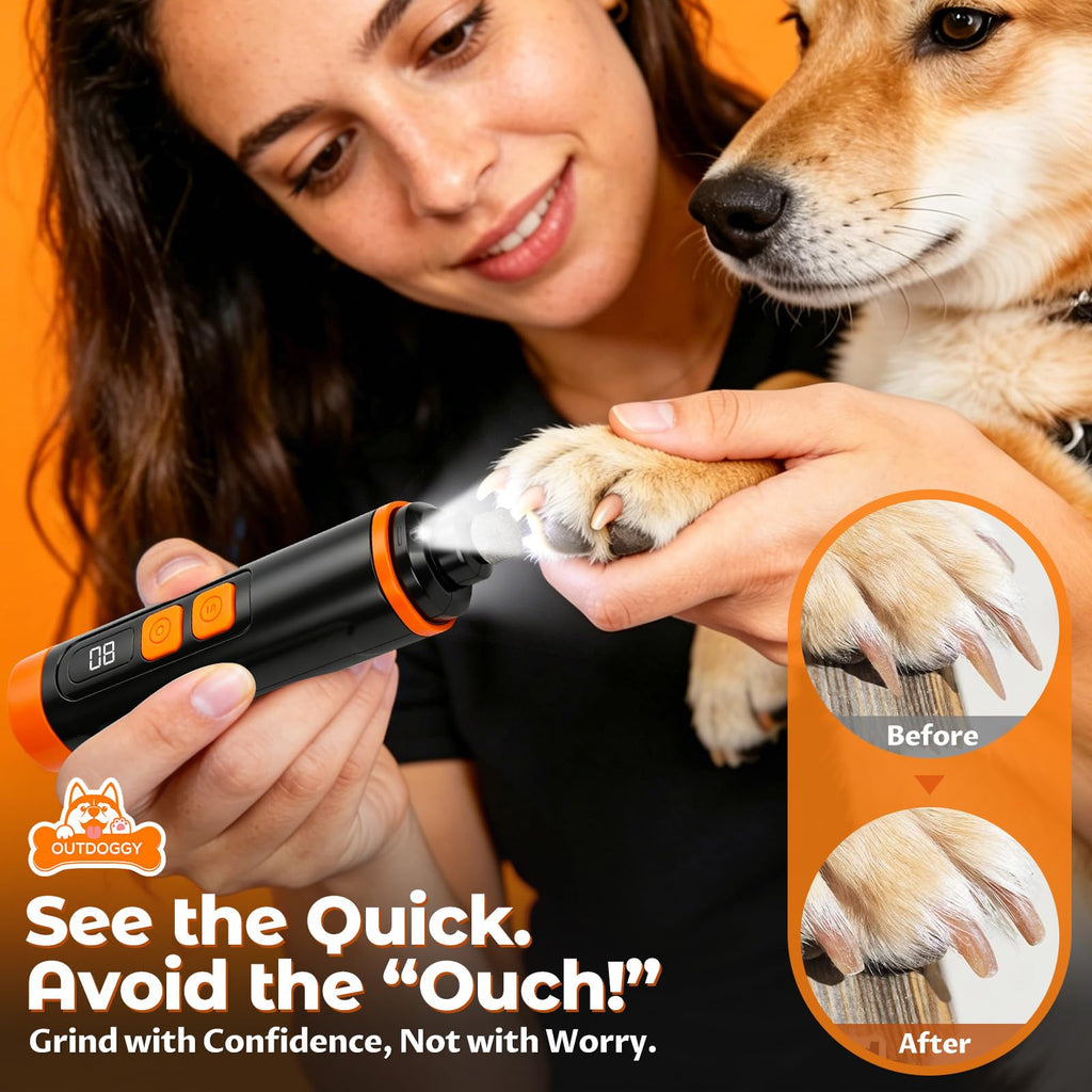 Dog Nail Grinder, Quiet 3-Speed with LED & Safety Guard B5555