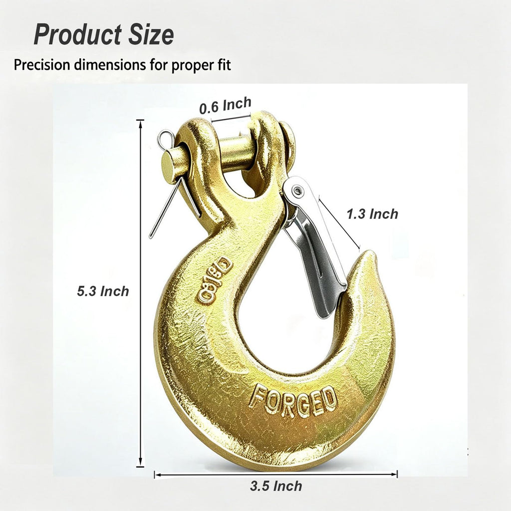 2 Pack 3/8 Inch Forged Steel Clevis Slip Hook with Safety Latch B95583