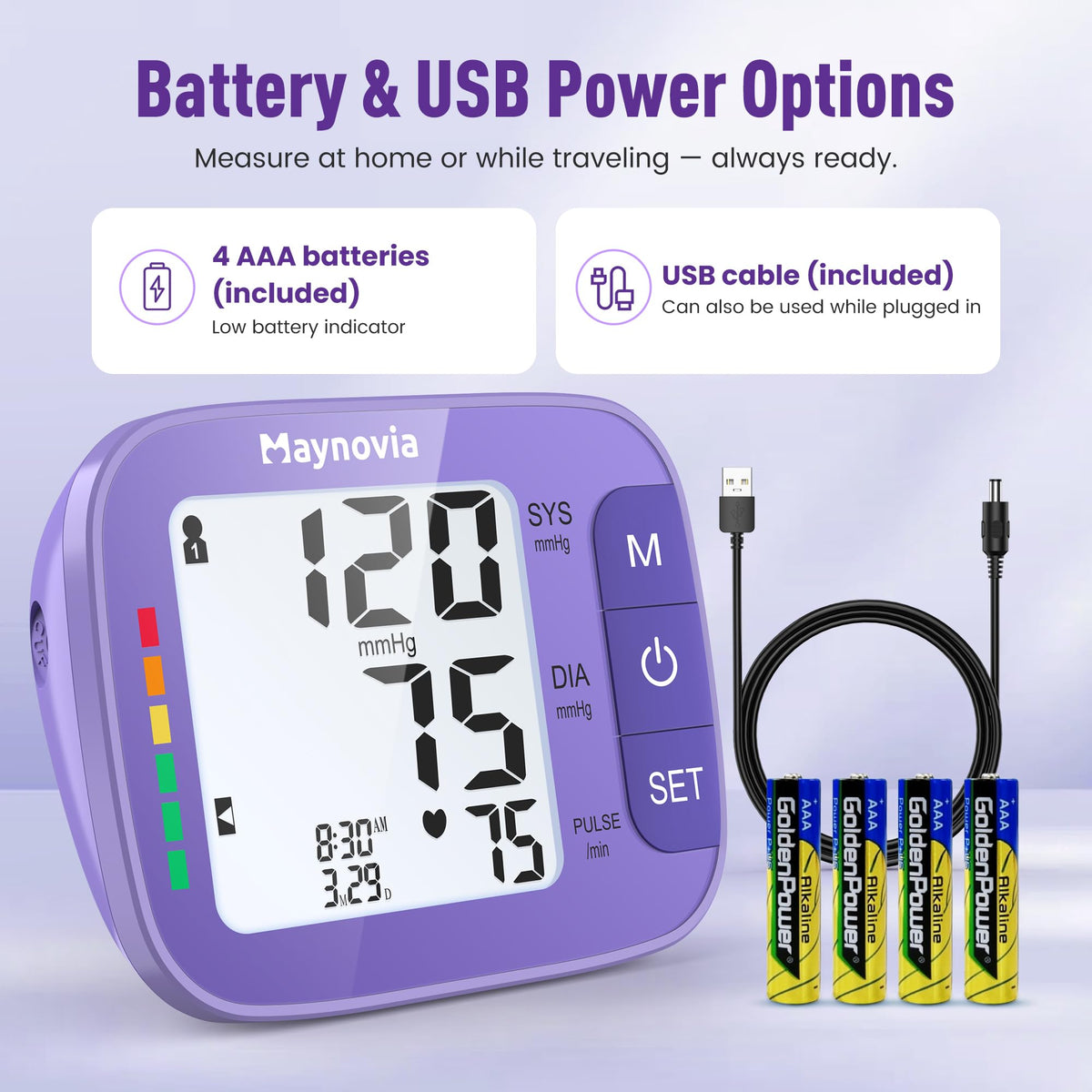 Upper Arm Blood Pressure Monitor 8.6-16.5 in Cuff Purple V6166