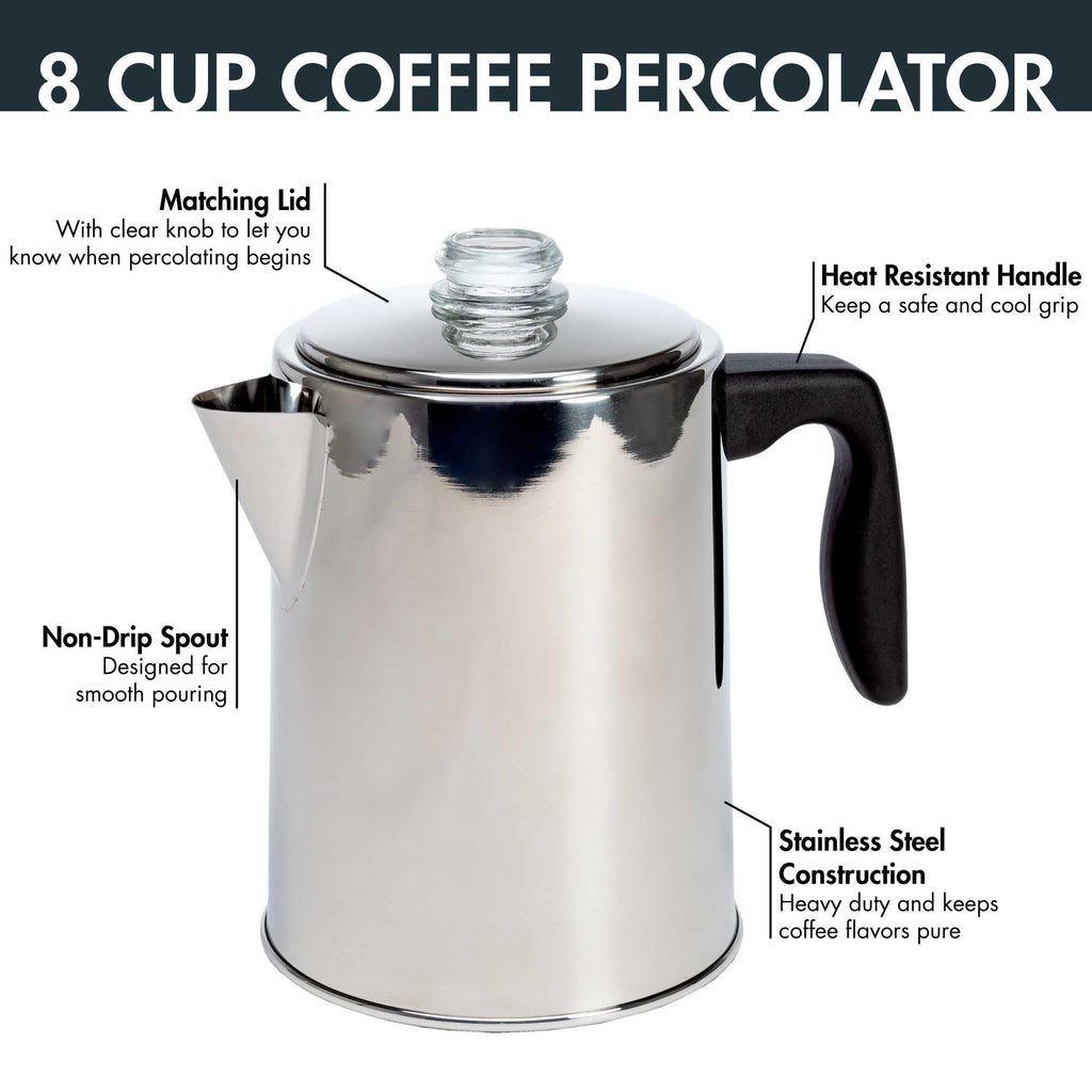 Stainless Steel 8 Cup Stovetop Coffee Percolator E52065