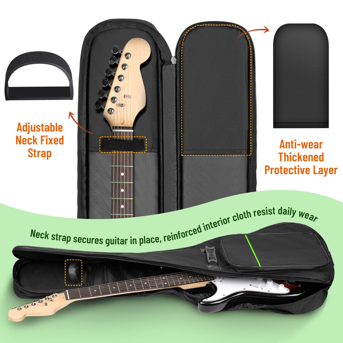 Electric Guitar Bag 0.3in Padded Green X88581