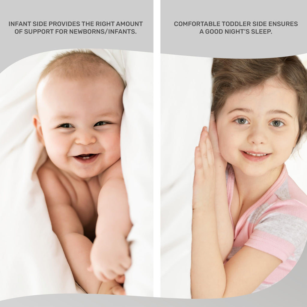 4” Firm Fiber Crib & Toddler Bed Mattress, Dual-Sided, Waterproof, Grey Embossed Vinyl Cover B2944