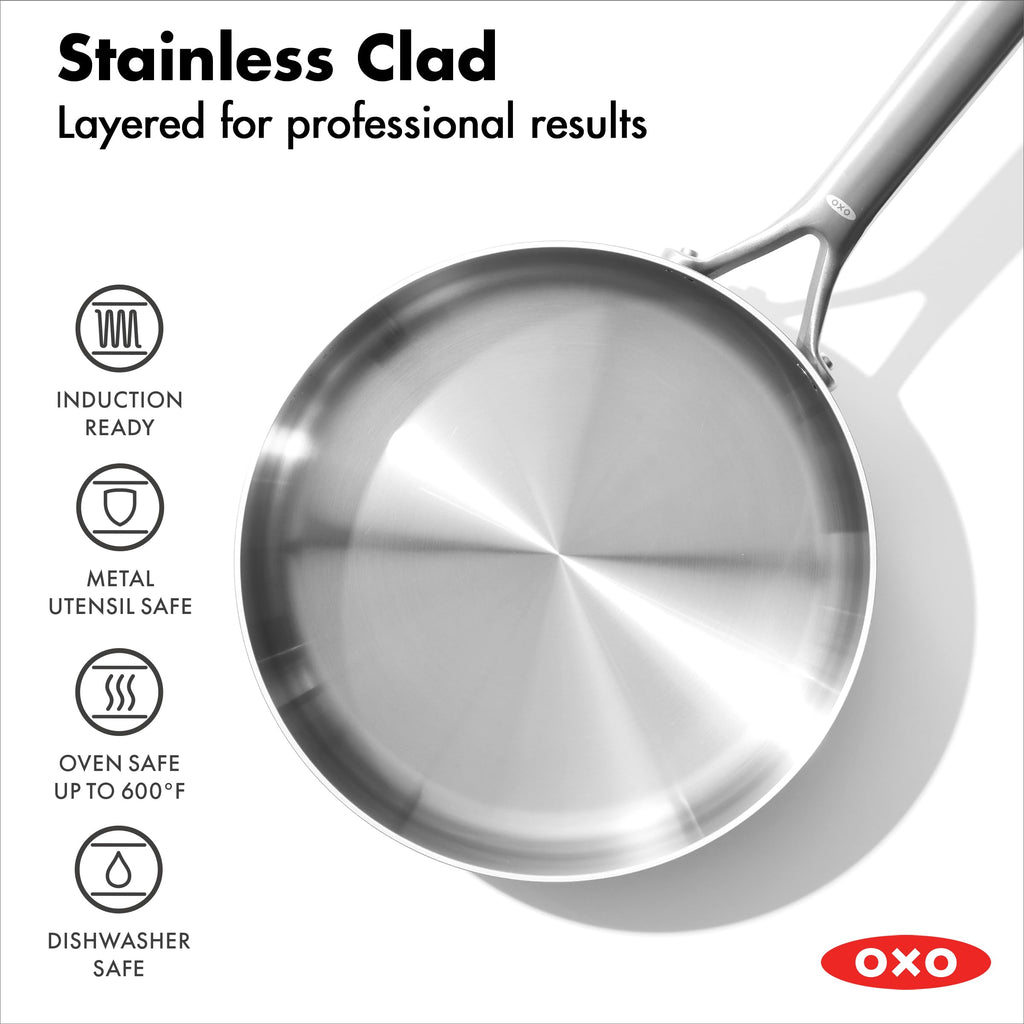 10 Piece Stainless Steel Cookware Set with Ceramic Nonstick Frying Pan L5839