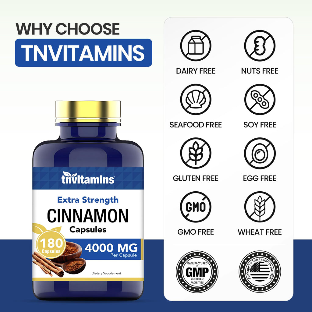 Cinnamon Capsules 4,000 mg Equivalent 180 Capsules Y95442