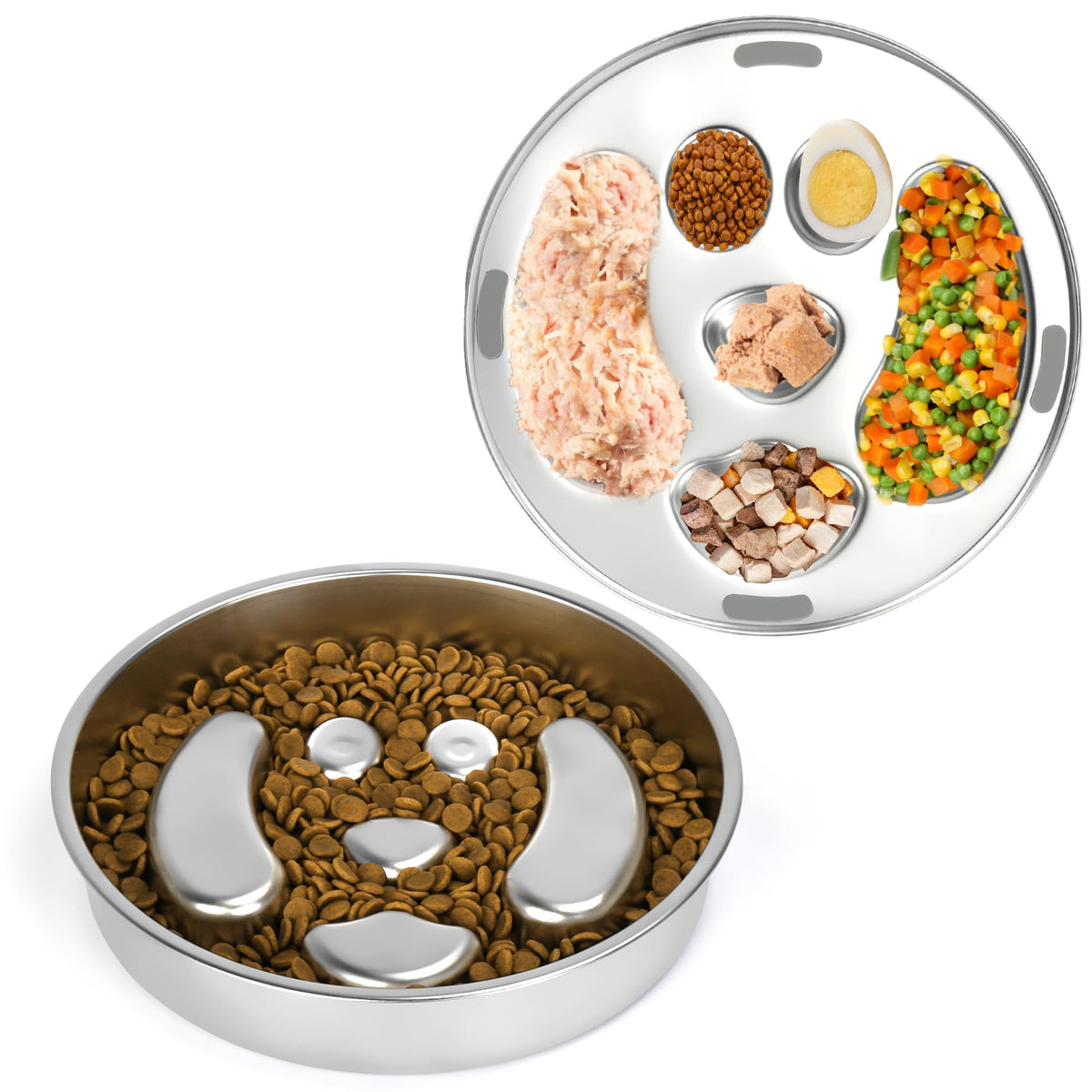 Stainless Steel 2 Pack Slow Feed Dog Bowl Z640