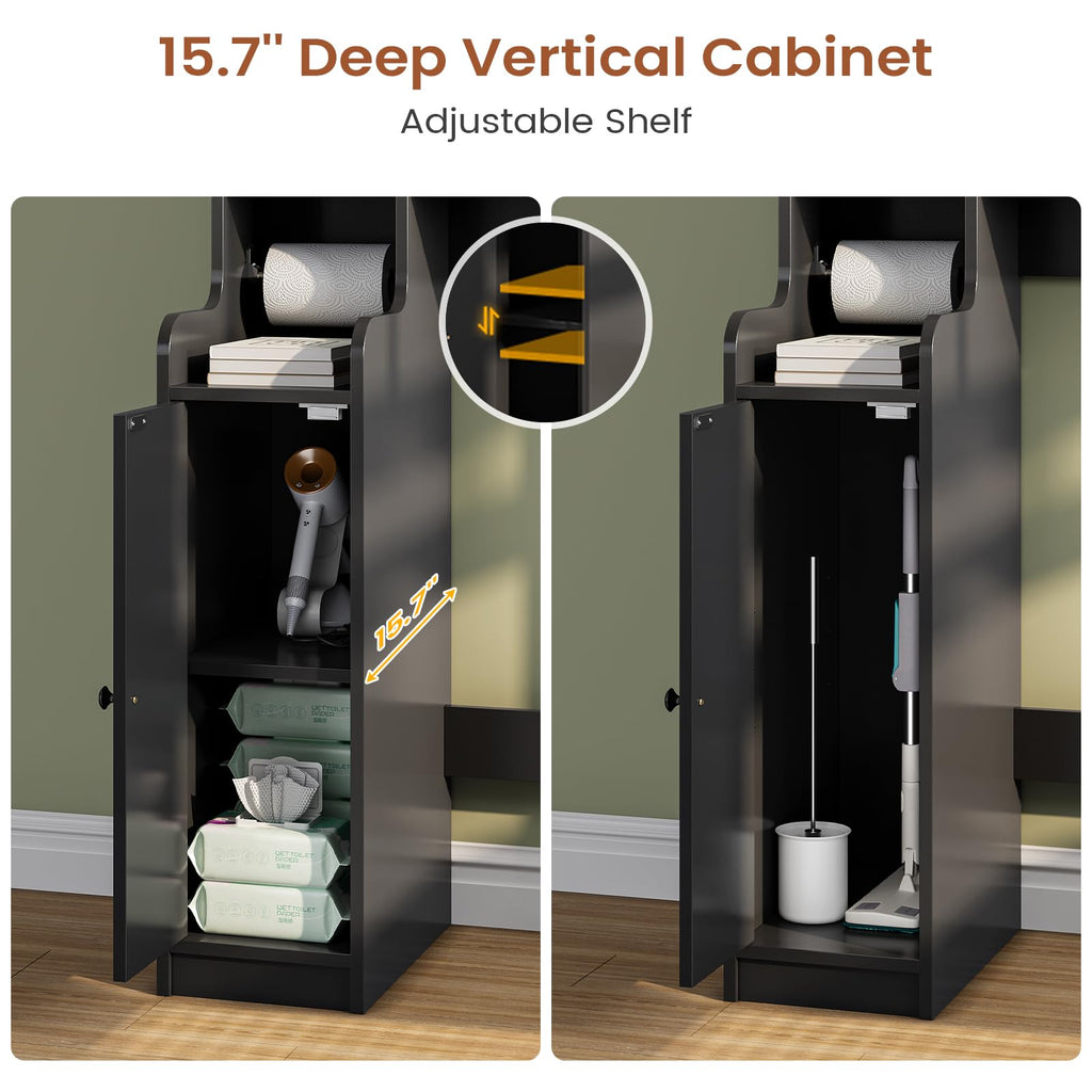 Over The Toilet Storage Cabinet with Glass Doors & Toilet Paper Holder Stand Z413