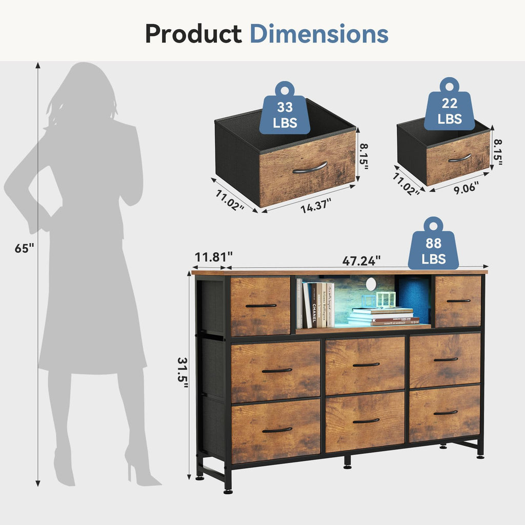 LED TV Stand Dresser with Charging Station K84873