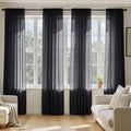 Black Sheer Curtains 84 Inches Long 4 Panels J5369