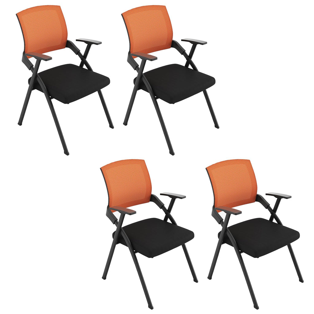 Foldable Mesh Office Chair with Back Armrest, 4pcs, Orange T201