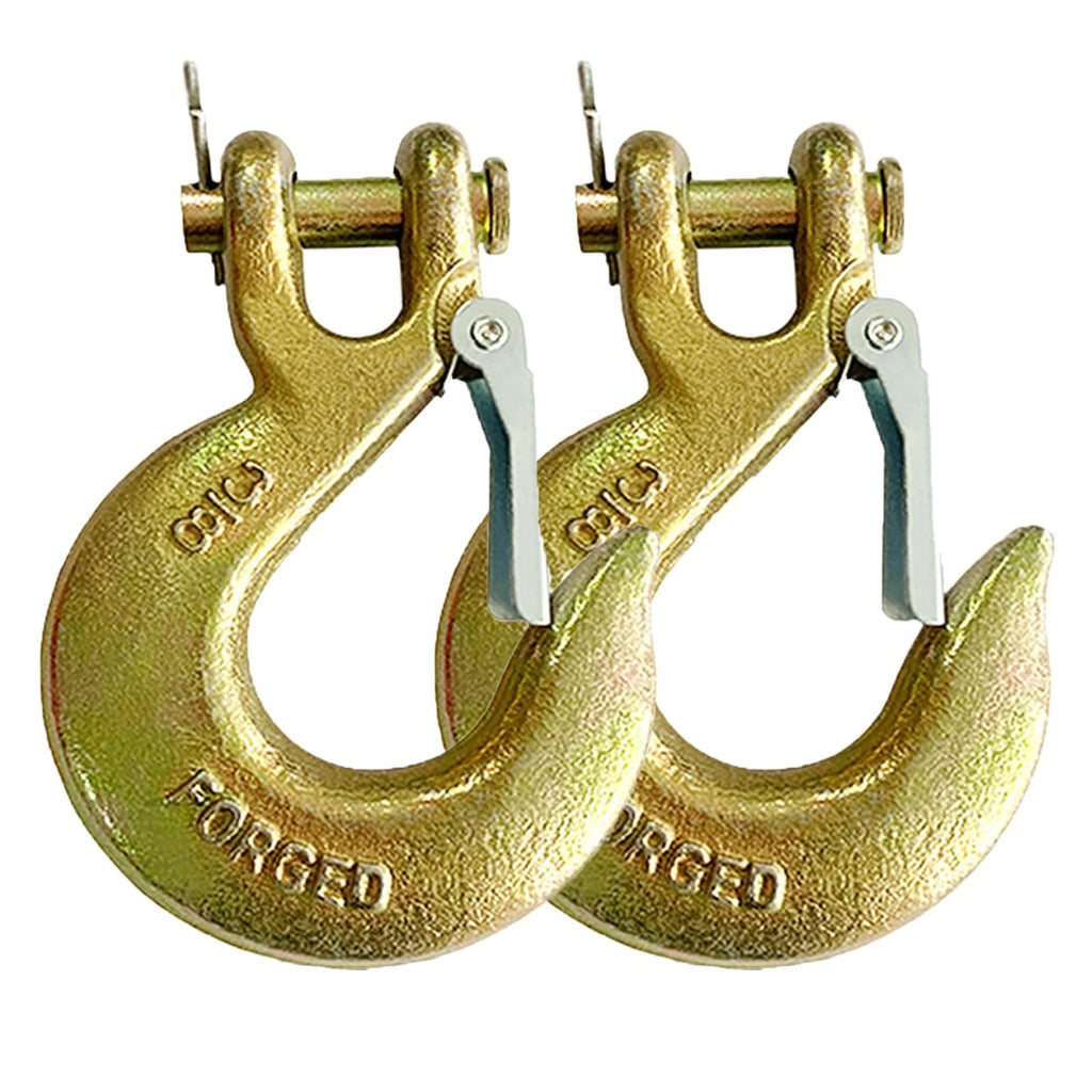 2 Pack 3/8 Inch Forged Steel Clevis Slip Hook with Safety Latch B95583