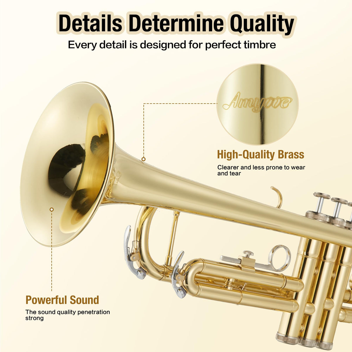 Brass Standard Trumpets with Bag, Mouthpiece, Strap, Gloves, Cleaning Cloth, Trumpet Oil G94670