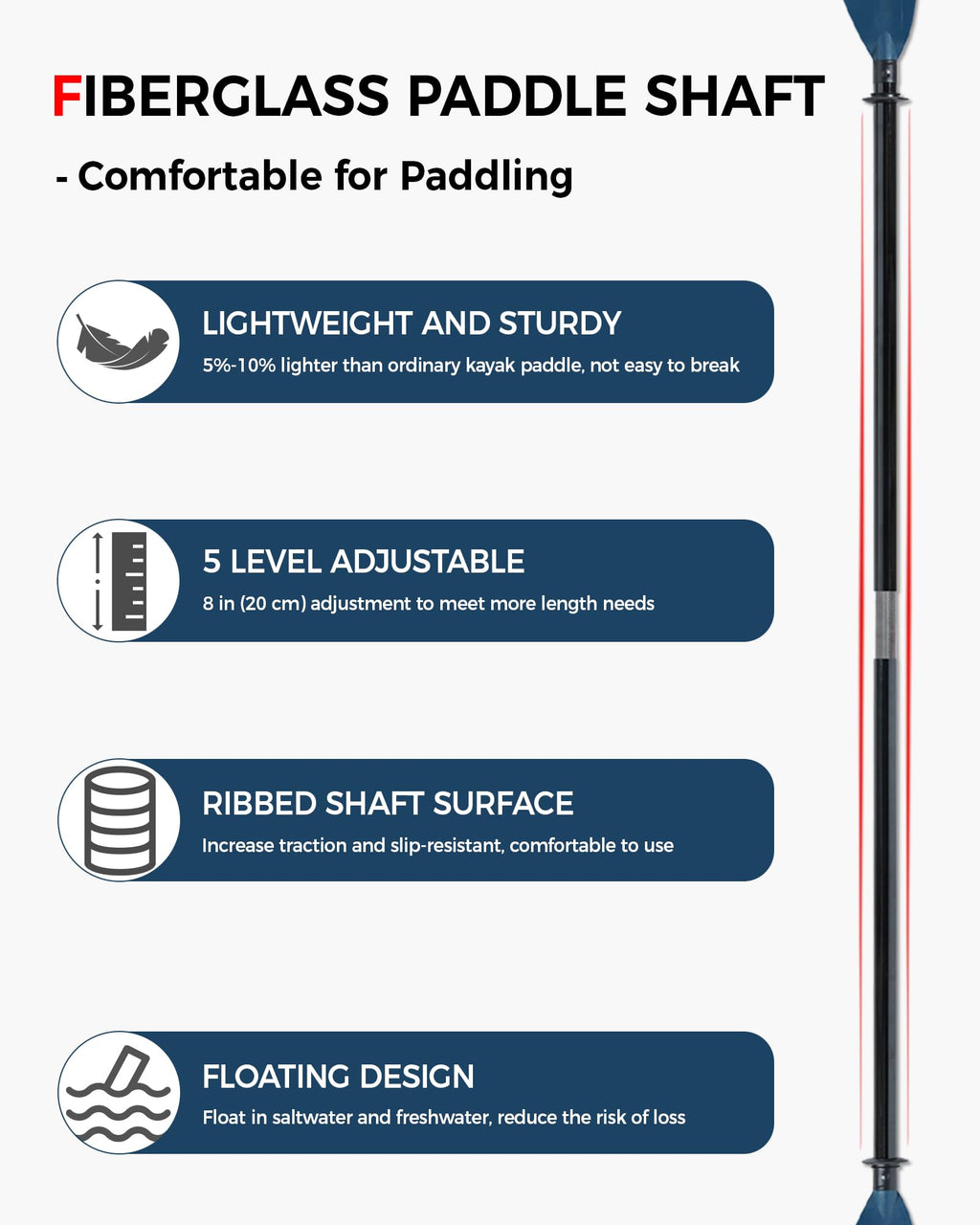 Adjustable Fiberglass Kayak Paddle W620814