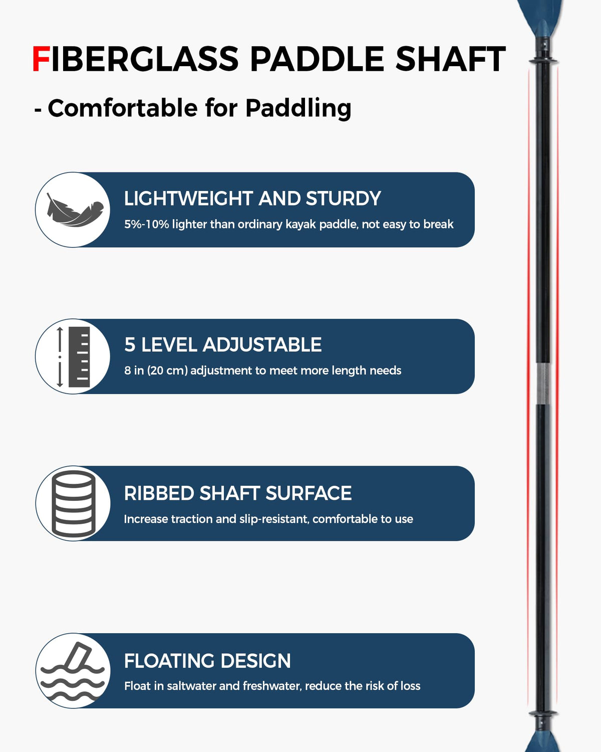 Adjustable Fiberglass Kayak Paddle W620814