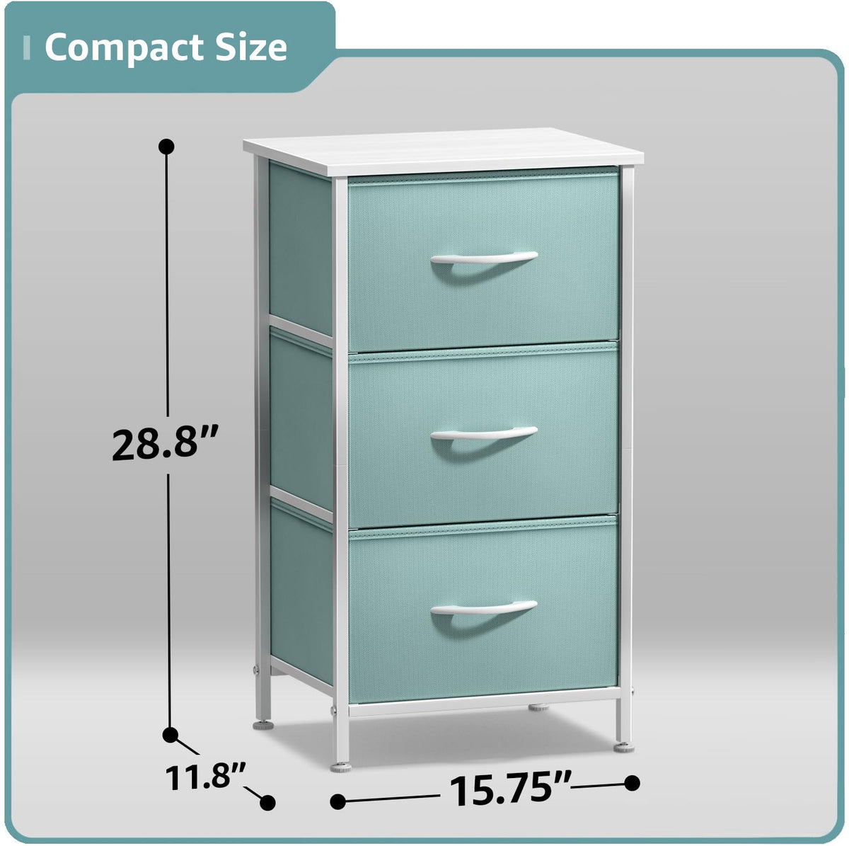 Aqua 3 Drawer Nightstand B4175