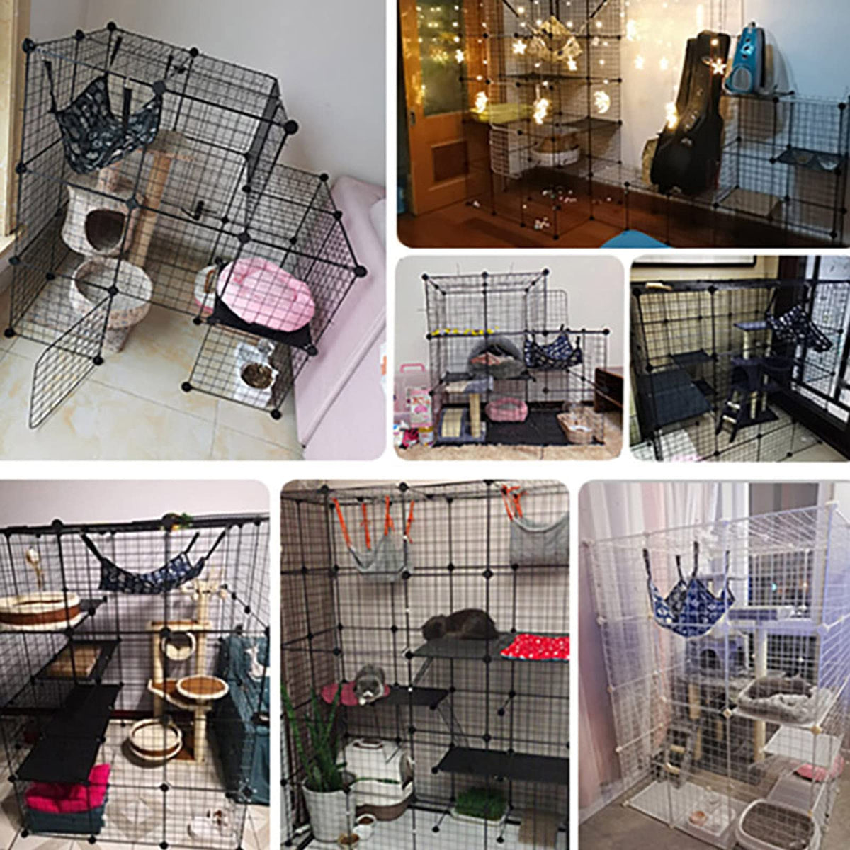 Metal Wire Cat Cage Indoor Playpen Kennel Crate N94120