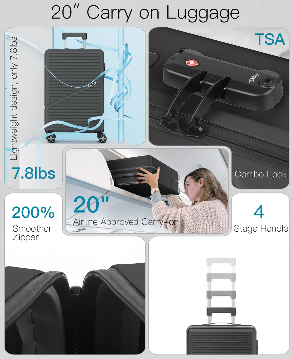 20 Inch Hardside Spinner Luggage with TSA Lock G8937