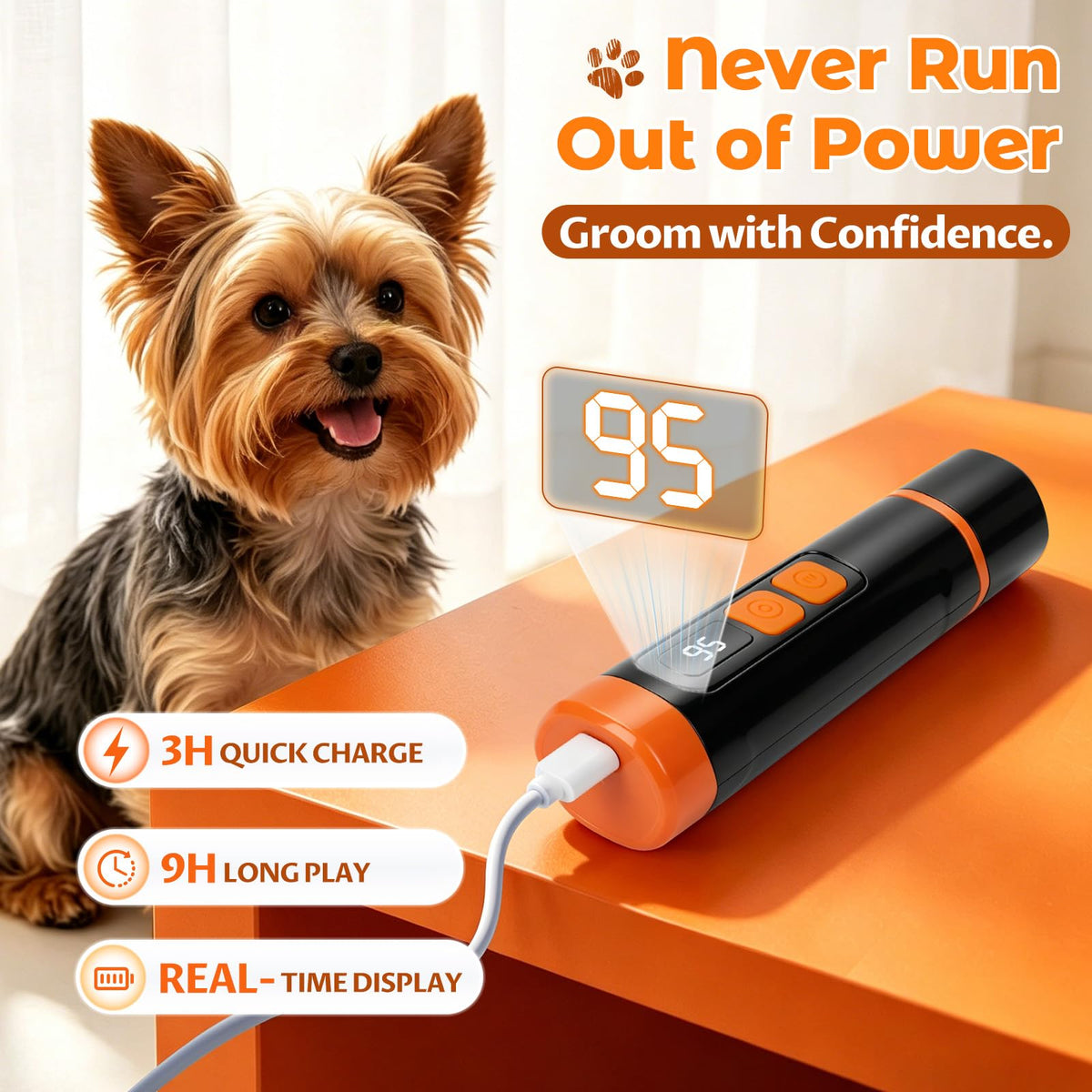 Dog Nail Grinder, Quiet 3-Speed with LED & Safety Guard B5555