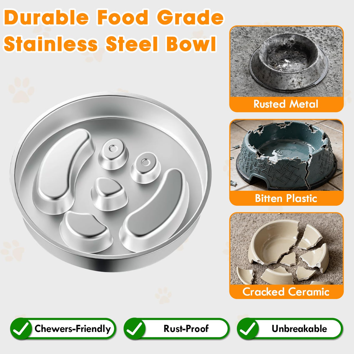 Stainless Steel 2 Pack Slow Feed Dog Bowl Z640