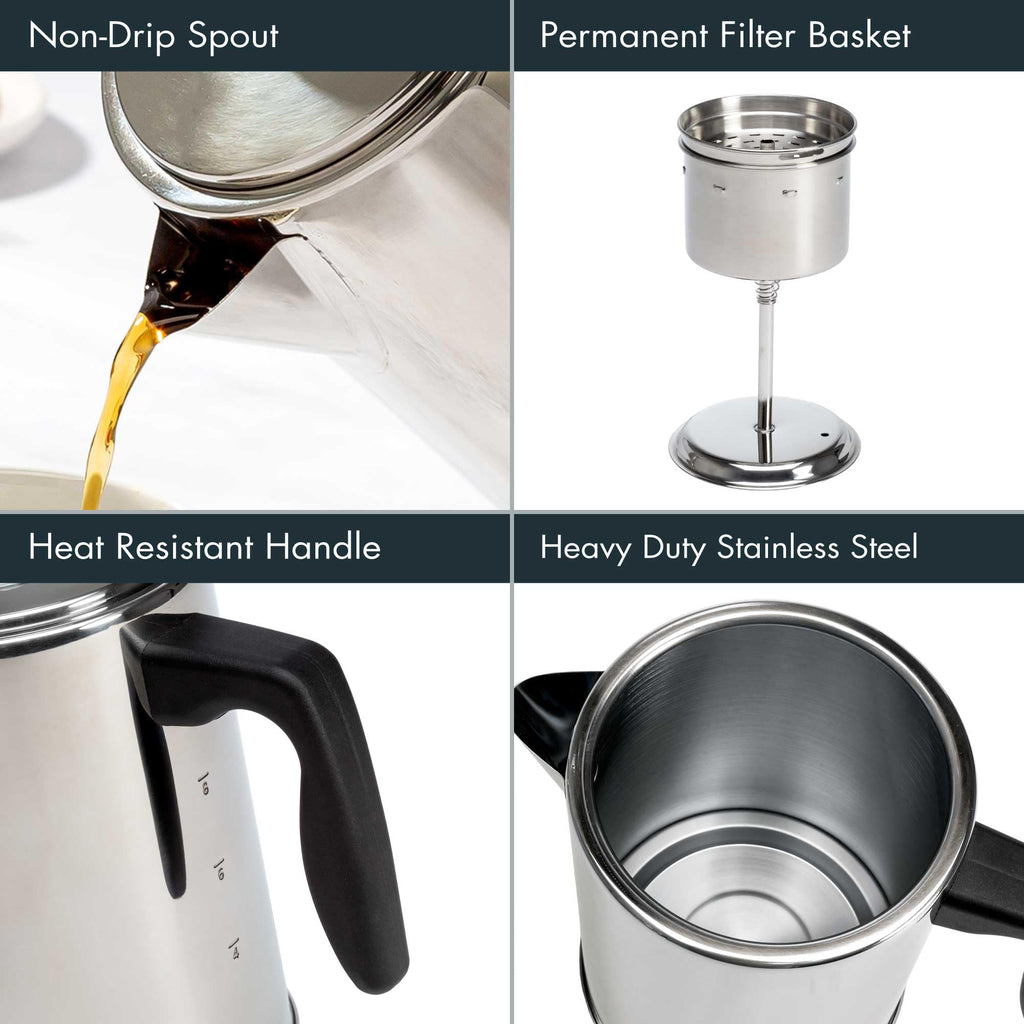 Stainless Steel 8 Cup Stovetop Coffee Percolator E52065