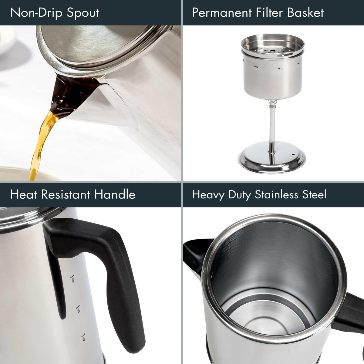 Stainless Steel 8 Cup Stovetop Coffee Percolator E52065