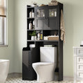 Over The Toilet Storage Cabinet with Glass Doors & Toilet Paper Holder Stand Z413