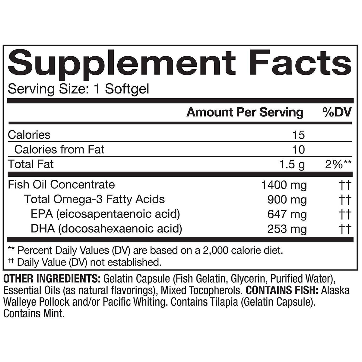 Omega 3 Fish Oil 1400 mg 150 Softgels J227398