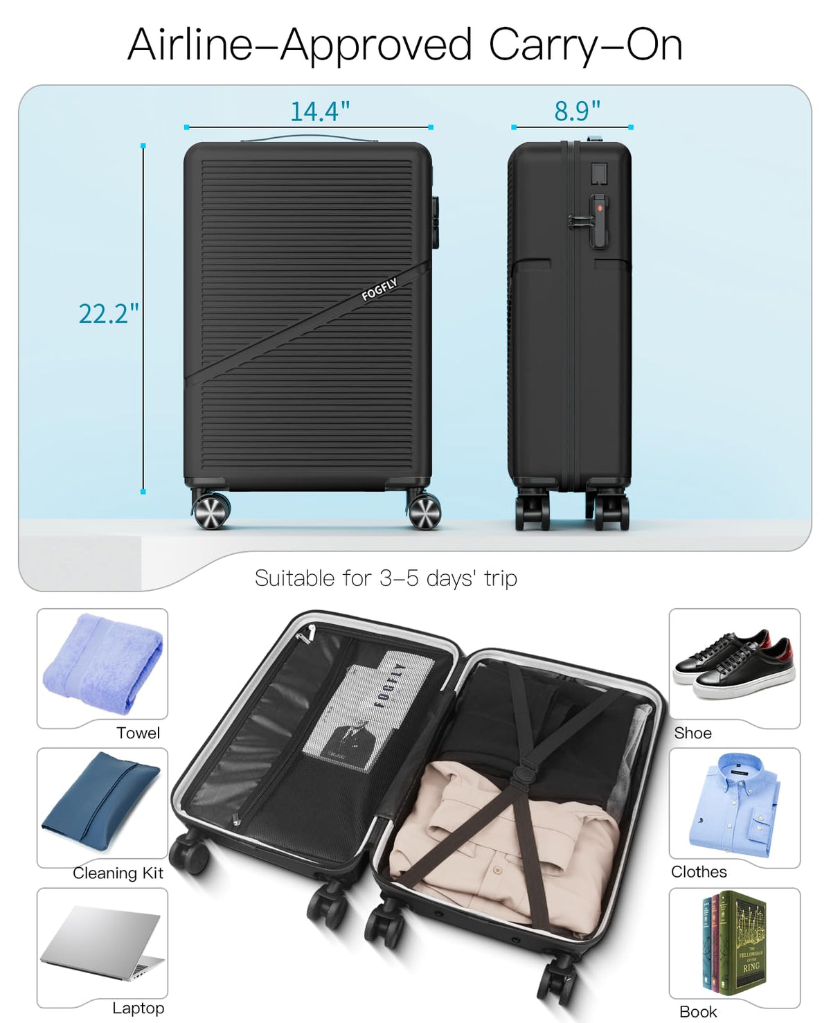 20 Inch Hardside Spinner Luggage with TSA Lock G8937