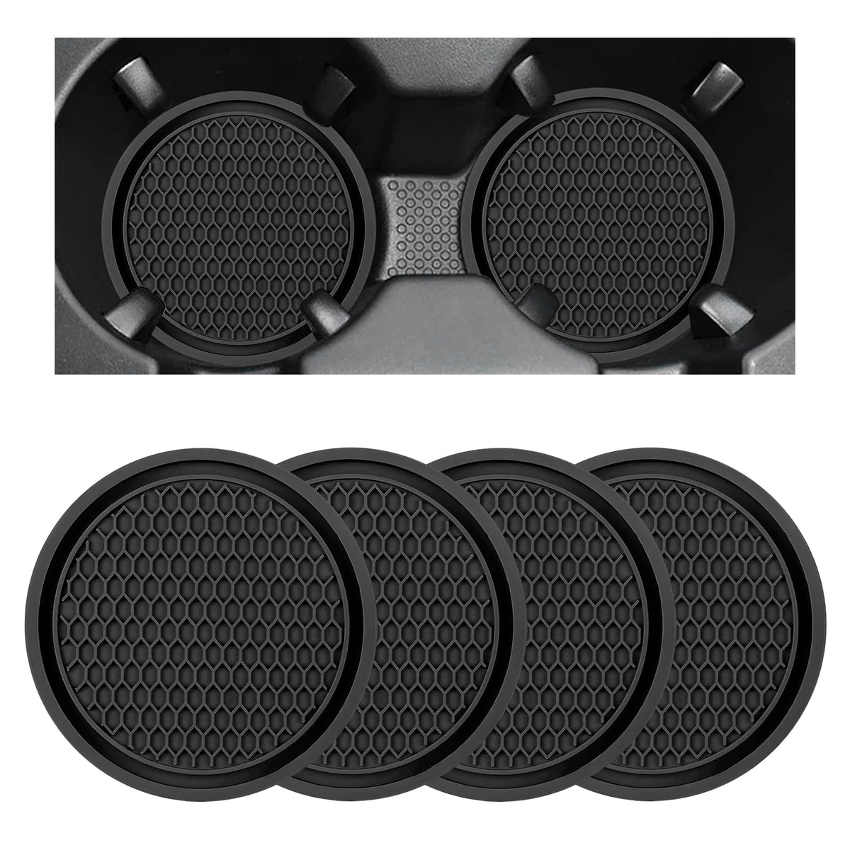 Black Non-Slip Silicone Car Cup Coasters H8088