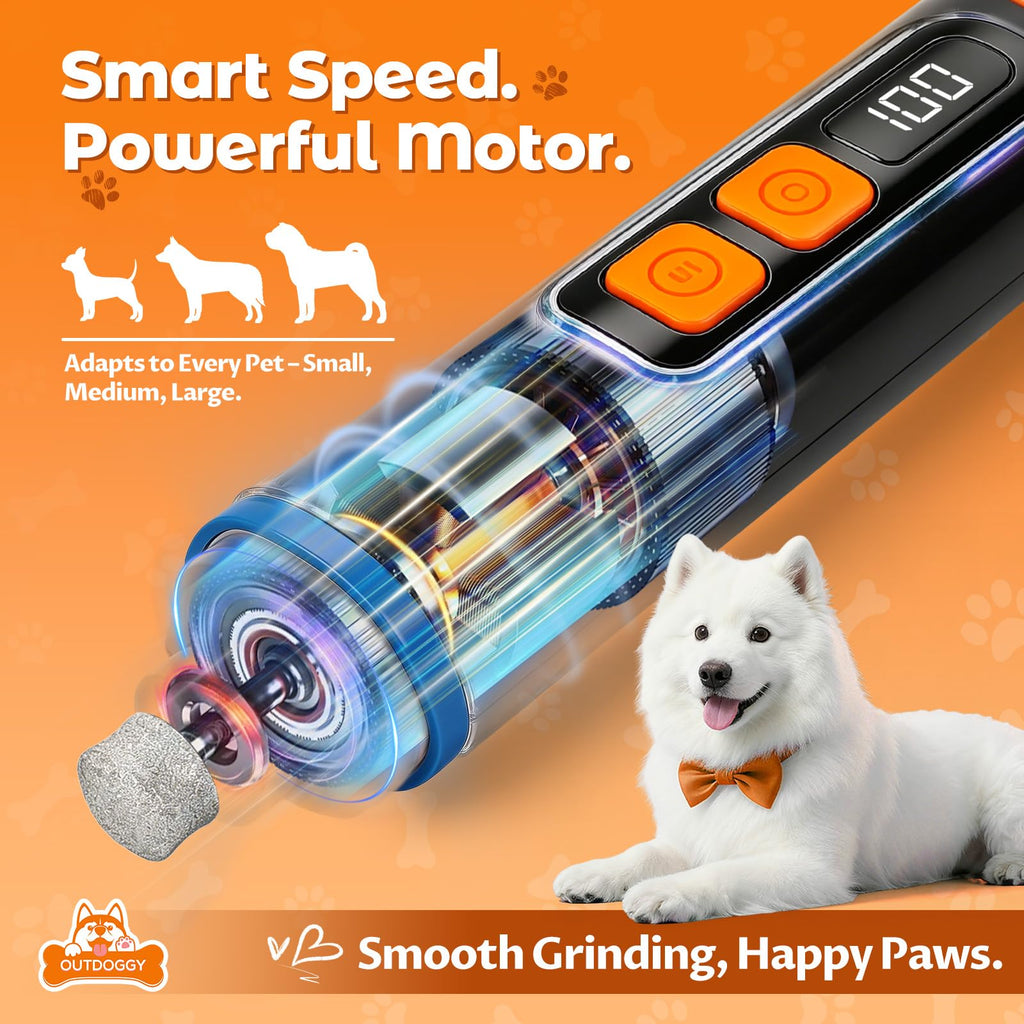 Dog Nail Grinder, Quiet 3-Speed with LED & Safety Guard B5555