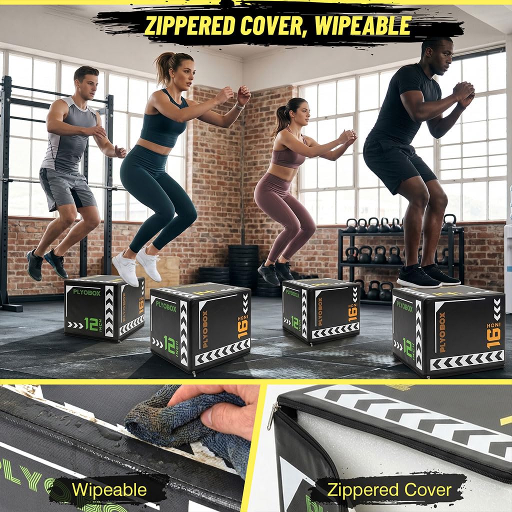 14 Inch Foam Plyo Box, 3-in-1 Jump Platform with Non-Slip Cover R64757